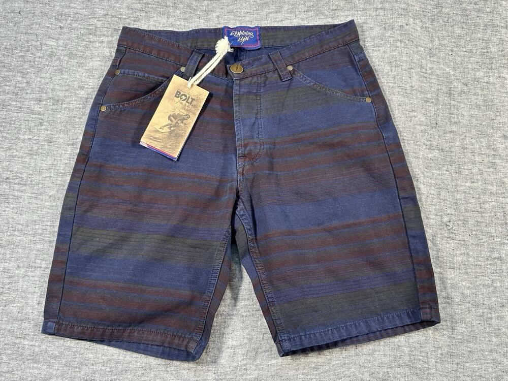 Lightning Bolt Shorts Mens 30 Black Iris Stripes 5-Pocket Chino Cotton